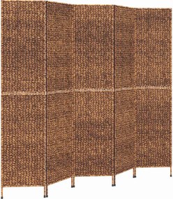 vidaXL barna 5 paneles vízijácint térelválasztó 205x180 cm