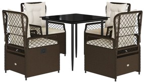vidaXL 5 részes barna polyrattan kerti étkezőgarnitúra párnákkal