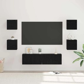 TV szekrény garnitúra Falra szerelhető 6 pcs Musta tammi