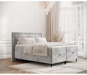 Világosszürke ágyneműtartós boxspring ágy 180x200 cm Voyage – Maison de Rêve