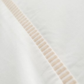 Fehér-bézs egyszemélyes pamut-perkál ágyneműhuzat 135x200 cm Contrast Trim – Bianca