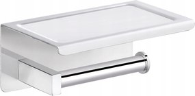 Balneo Wc-papír Tartó Qube Króm Telefontartó Polccal A Fürdőszobába