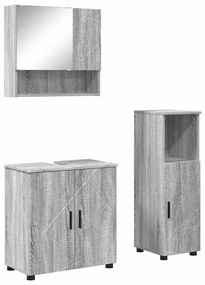 Fürdőszoba bútor szett 3 pcs Szürke sonoma 61 x 35 x 64 cm