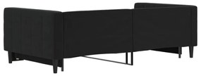 fekete kihúzható bársonyheverő 100 x 200 cm