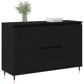 Oldalszekrény Ajtókkal és Fiókokkal Fekete Tölgy 101,5x35x70 cm