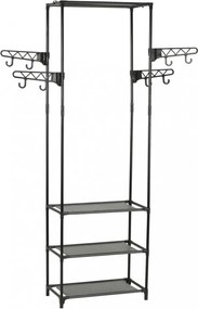 fekete acél/nemszőtt textília ruhaállvány 55 x 28,5 x 175 cm