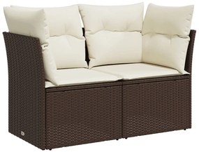 vidaXL 2 személyes barna polyrattan kerti kanapé párnával