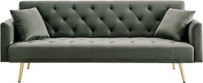 Kihúzható kanapé, sötétzöld/gold króm-arany, ALISIA