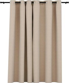 vidaXL bézs vászonhatású sötétítőfüggöny fűzőkarikával 290 x 245 cm