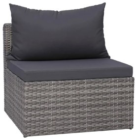 3-részes szürke polyrattan kerti ülőgarnitúra párnákkal