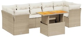 vidaXL 8 részes bézs polyrattan kerti ülőgarnitúra párnával