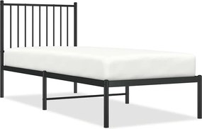 vidaXL fekete fém ágykeret fejtámlával 80 x 200 cm