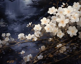 Poszter 76x60,5cm Fehér virágok a kertben