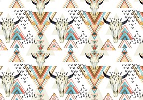 Fotótapéta Absztrakt Bika Koponyák Geometria fehér háttérrel 254x184 +ragasztó