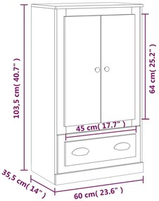 betonszürke szerelt fa magasszekrény 60x35,5x103,5 cm