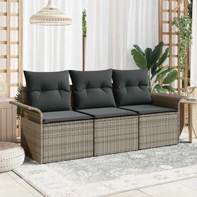 Kerti Kanapé Szett 3 pcs Szürke 196 x 62 x 85cm polirattan