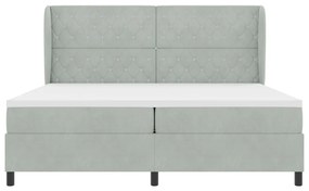 vidaXL Boxrugós ágy matracmal Világosszürke 200 x 200 cm Poliészter