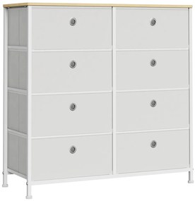 Tároló szekrény 8 szövet fiókkal, ruhás szekrény, fehér, szürke és tölgy 80x30x81cm