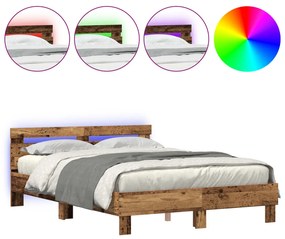 Fa Ágykeret Újrahasznosított Fa 150 x 200 cm Masszív és Stabil