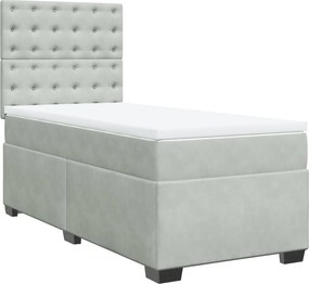 vidaXL világosszürke bársony rugós ágy matraccal 100 x 200 cm