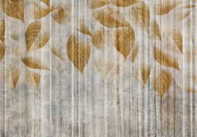 Fotótapéta gyönyörű Nagy levelek barna színben csiszolt beton +ragasztó