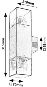 Rabalux 77081 - Kültéri fali lámpa LOANDA 2xE27/60W/230V IP54 fekete