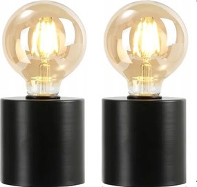 2 db-os fekete vezeték nélküli Led lámpa szett, Edison stílusú izzóval 18 cm