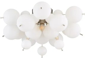 Globo 15633DO Mennyezeti lámpa fém nikkel matt, fehér színű üveggömbök, fekete PVC kábel, ø: 550mm, M: 280mm, üveggömbök átmérője: 15 x 6 cm, 15 x 10 cm, 3x E14 25W 230V izzók nélkül
