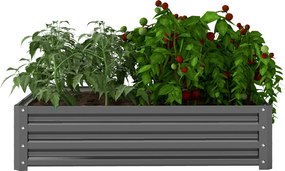 Outsunny Emelt Kertágy, Virágágyás, Zöldségpalánta, Fűszernövénykert Udvarra, Teraszra, Erkélyre, Acél, Világosszürke, 120 x 120 x 30 cm | Aosom