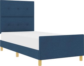 vidaXL Ágykeret fejtámlával Kék 90 x 190 cm szövet