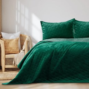 Zöld bársony steppelt ágytakaró 170x210 cm Laila – AmeliaHome