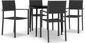 vidaXL 5 részes fekete kerti étkezőgarnitúra