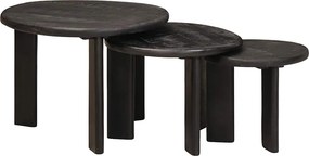 vidaXL Fészkelt Kávézó Asztalok 3 pcs Fehér Tömör Mangófát