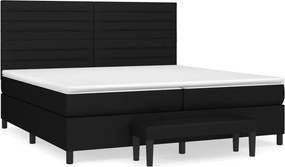 vidaXL fekete szövet rugós ágy matraccal 200 x 200 cm