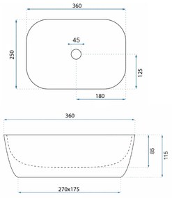 Rea Belinda Mini mosdó, 37 x 26 cm, fehér, REA-U5667