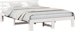vidaXL Ágykeret fejtámlával Fehér 150 x 200 cm Tömör fenyőfa