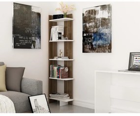 könyvespolc Als - Walnut, White
