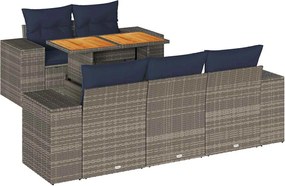 vidaXL 6 részes szürke polyrattan kerti ülőgarnitúra párnákkal