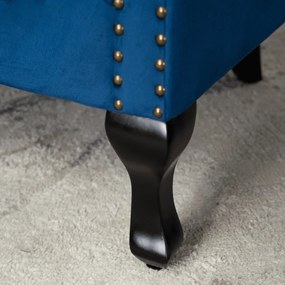 Sötétkék Bársony Chesterfield Fotel. MALLO