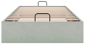 Ottomán ágykeret matrac nélkül Világosszürke 90x200 cm bársony