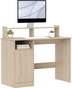 HOMCOM Modern Íróasztal Polcokkal, Nyitott Rekeszekkel és Monitor Állvánnyal Tanulóasztal Otthoni Irodához 108x50x94 cm Természetes | Aosom