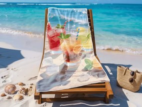 Gyorsan száradó XL strand fürdőlepedő COLD DRINKS színes 100 x 180 cm, 100% mikroszál