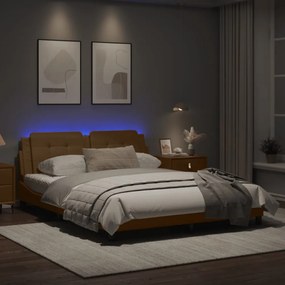 kávészínű műbőr ágykeret LED-világítással 160 x 200 cm