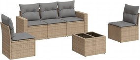 vidaXL 6 részes bézs polyrattan kerti ülőgarnitúra párnával