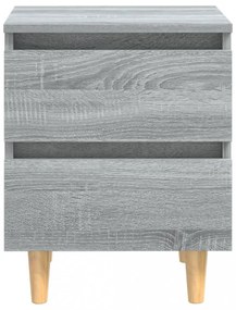 szürke sonoma színű éjjeliszekrény tömör falábakkal 40x35x50 cm