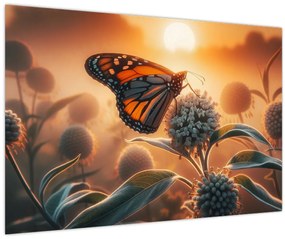 Kép – Pillangó a lenyugvó napban (90x60 cm)