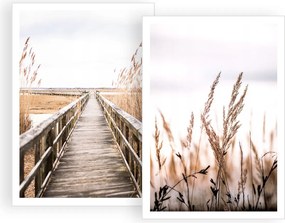 Boho 2 db-os kép szett A3 30x40 Természet Fű Bézs poszter P2148