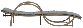 bézs polyrattan napozóágy párnával 60 x 199 x 42 cm