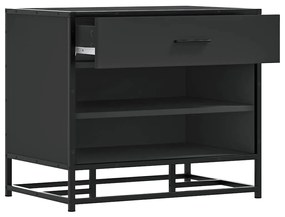 Cipőpad Fekete 60x40x53,5 cm Fából és fémből készült pad