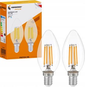 2x Led Dekorációs Izzó E14 4W 260lm Gyertya Izzó 2DB